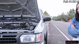 Big Cock Rescues Liora Vane After Car Breakdown