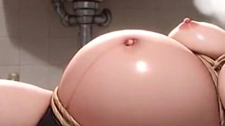 Pregnant Woman Smoking in Filthy Bathroom Bondage - Wet Pussy Desperation