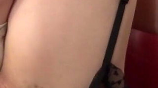 Hot slutty brunette takes foot in pussy