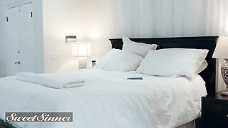 Gina Valentina gets caught using her boss wife's vibrator and then rides him