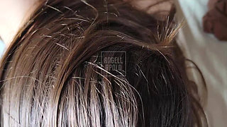 Big ass girlfriend sucks yummy while rolling on her 28 cm toy