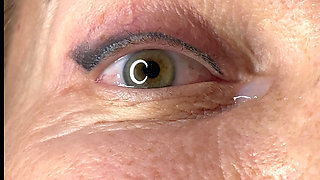 Milf extremely close up cumshot on eye orgasm