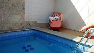 My Stepsister-in-law Thought She Was Alone At Home So I Caught Her Masturbating In The Pool, I Couldnt Resist And Went To Help Her