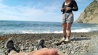 155 Caught on Beach: Sporty Girl in Crotchless Bodysuit Rides Stranger Hard