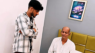 Indian Threesom Desi Video Boss has hardcore sex with servants wife in Hotel Fuck har Pussy Hindi Audio