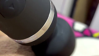 Hot mom plays with her vibrator in her delicious hairy pussy