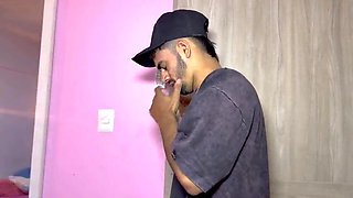 Gay-for-pay boy comes home from the soiree and finds a glorious trans chick... He invites her to have fuck-a-thon!