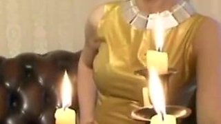Humiliating latex dress and penis squeezing