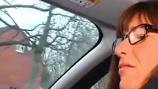 German Milf gets in the car for a good fuck ride with big dick