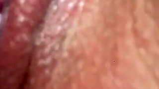 Close up Pussy Wank Big Clit Rubbing Little Dildo Fucking Oiled up Creamy Hole Real Orgasm