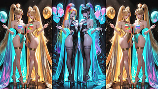 Animes get cum, do cum kissing and swallow