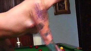 Tattooed Spanish Woman Fucking on the Pool Table