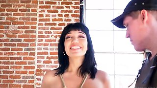 Bound Little Puck In POV Nipple Clamp And Fucking Machine