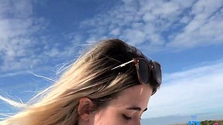 Kori stunning skinny amateur blonde girl outdoor posing