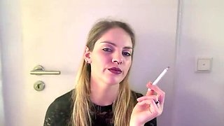 Stunning Brunette Natascha Loves Smoking In Lace