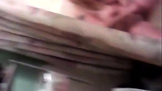 Shaving my cunt, stepson watching