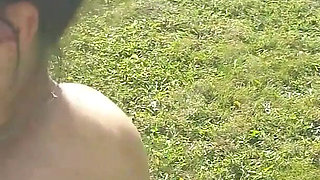 Nylons and glass dildo in the sun
