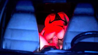 Whore Latina wife rides a guy's massive cock in a car backseat