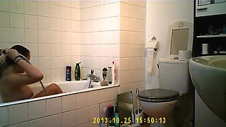 Cute teen gets caught on a toilet and in bath