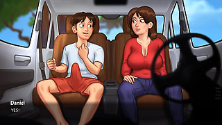 Summertime Saga - Busty milf gets a nice long ride in the car