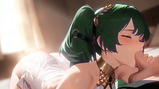 Iuno Wuthering Waves Missionary Sex Creampie and Blowjob Hentai Mmd 3D Dark Green Hair Color Edit Smixix