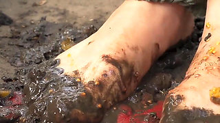 Squashing Tomatoes Barefoot in the Dirt Asmr