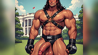 Muscular Boxers Naked and Cumming Outside White House Ai Art