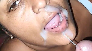 Stepmom Sucks Stepson's Cock Until She Gets the Milk Out