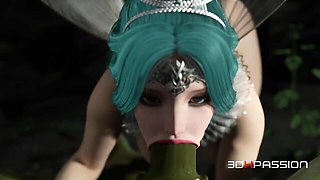 Animated fairy takes the orc's monster cock in anal and ends with huge facial shots