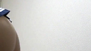 Short Student Uniform, Mini Skirt, Thong Panties and Socks, Skinny and Big Ass Serious Japanese Girl Cleaning Apartment