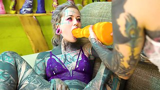 Tattooed Sluts Rear Entry Two Girls One Hard Dick