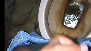 Masturbating in toilet and big cumshot