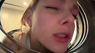 IMAGINE, IM STUCK IN THE WASHING MACHINE! I fucked my stepsister in the machine
