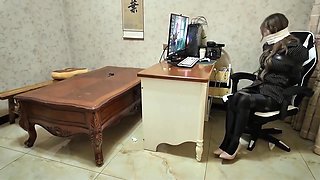 Office Beauty. Tape-bound Spanking Punishment