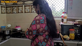 Hot Maid Close-up Blowjob and Oil Massage in Kitchen.