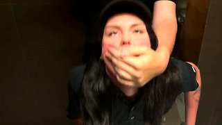 Risky public sex in the toilet. Fucked a McDonald's worker