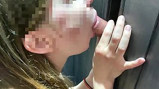 Amateur Housewife Tries Gloryhole - Cum in Mouth with European Wife