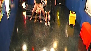 Blonde Slut Gangbanged Hard by Multiple Men in Live Scene