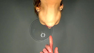 Milf lady suck throbbing cock cum fountain in mouth .