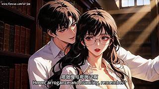 Glasses Beautiful Woman, the Private Study Session in the Library.super Temptation. Ai Generated