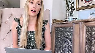 Close up with teen blonde sex doll rubbing her cunt