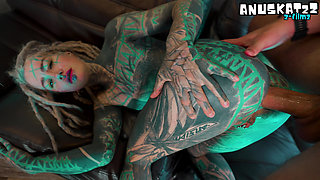 Dreadhead Anal Queen Riding Big Cock and Getting Big Facial Cumshot