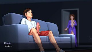 Stepmom Caught Me Masturbating and Then Masturbates Next to Me - Summertime Saga