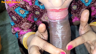 Hot Maid Close-up Blowjob and Oil Massage in Kitchen.