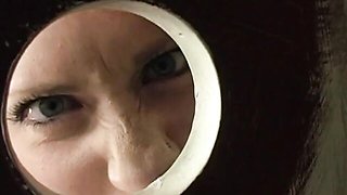 Missy Woods finds a glory hole in a public restroom and sucks it dry