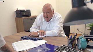 Loan officer is going to cuck an old guy in a twisted scene