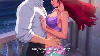 Ariel & Eric moonlit balcony passion - Romantic 3D Anime Love