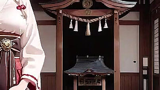 Forbidden Contrast Between Shrine & Bedroom, Wet Secrets Under Red & White Kimono.