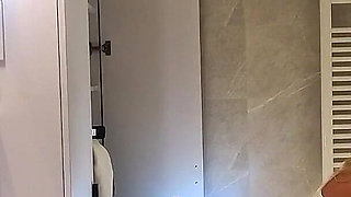 Big Ass Blonde Beauty Takes off Her Panties Braless in the Bathroom Flashes Her Tight Shaved Pussy