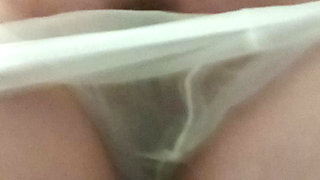 Pissing in sheer panties